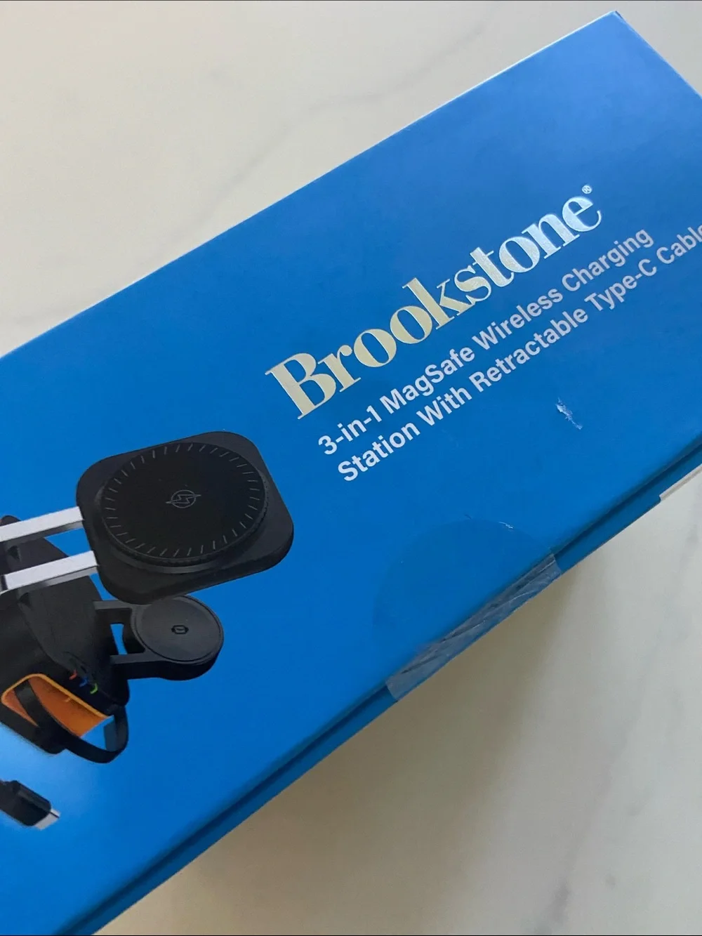 Brookstone MagSafe 3-in-1 Wireless Charging Station – Black with Silver Accents